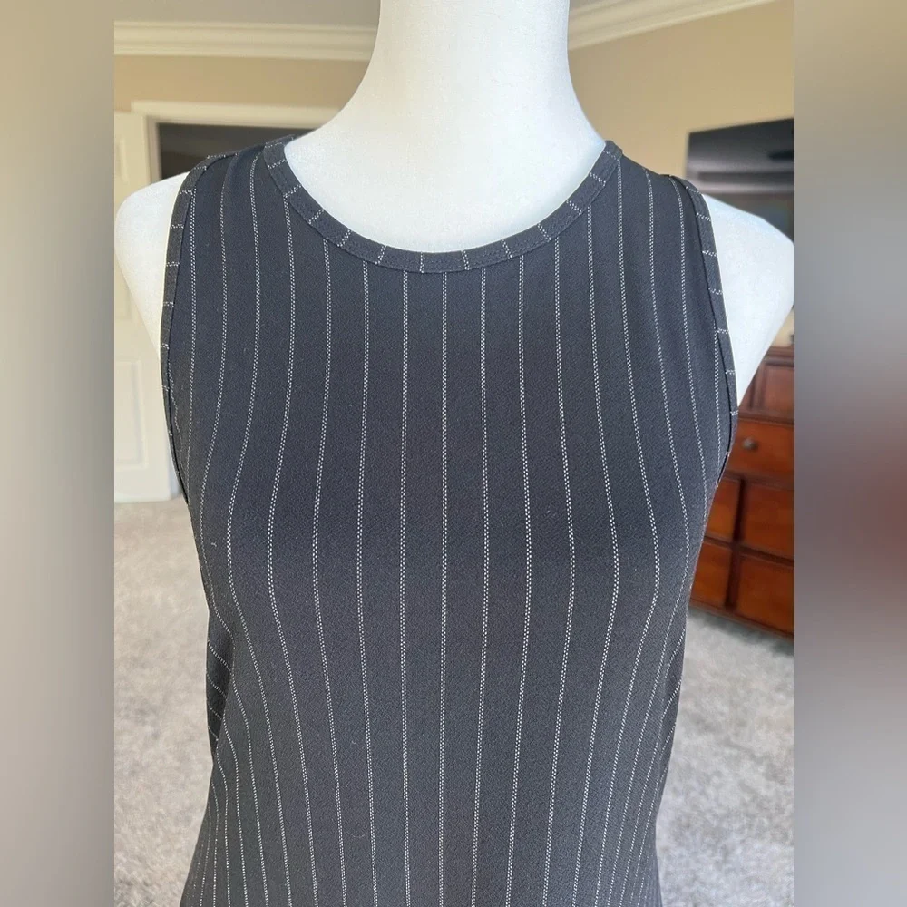 BANANA republic twist racer back dress, side slit, black pin stripe, small - Picture 5 of 11